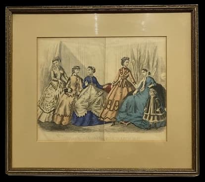 19th Century American Victorian Kimmel & Foster NY Colored Fashion Print Frame