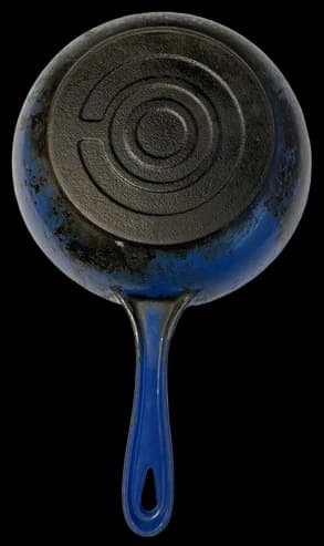 VTG CAST IRON ROYAL BLUE ENAMEL 6 3/4 SKILLET FRYING PAN