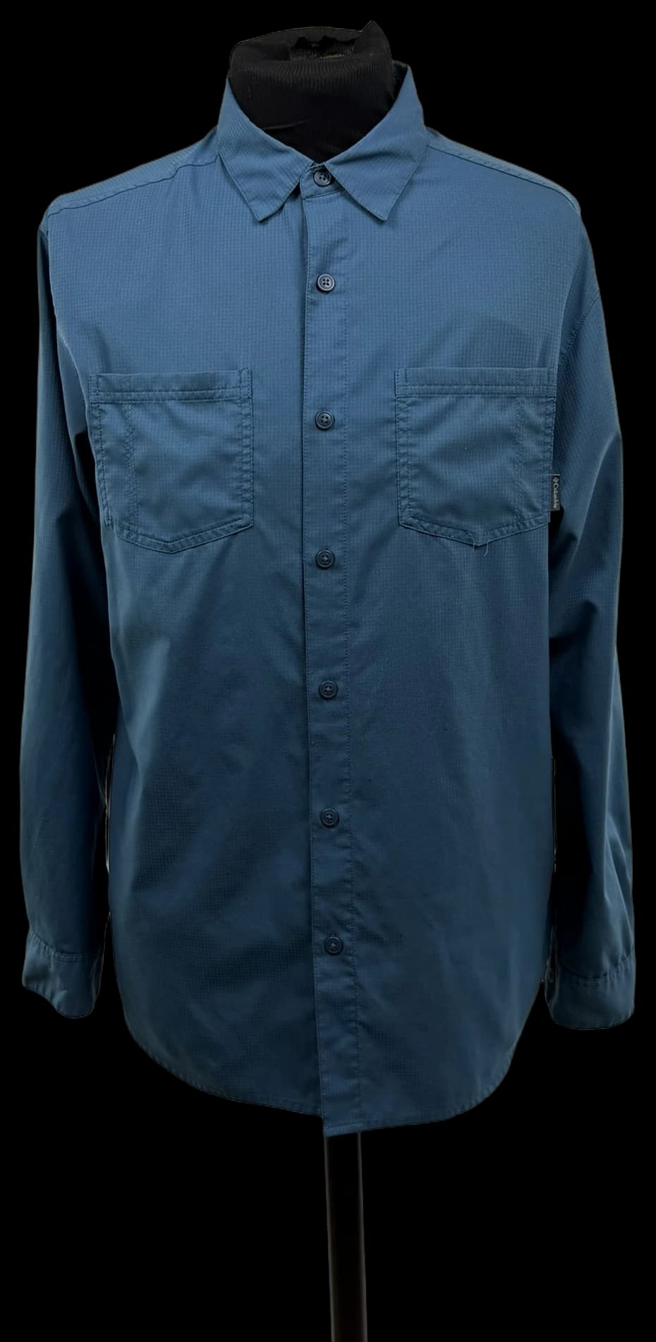 Columbia Men's M Blue Long Sleeve Button-Up Outdoor Shirt 100% Polyester
