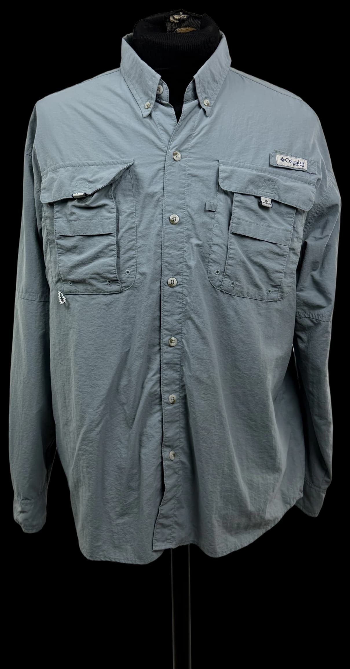 Columbia PFG Bahama II Men's M Long Sleeve Vented Fishing Shirt Grey Nylon